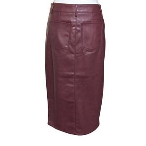 7 for all mankind Skirt Med Soft Faux Leather Brown Midi Split Hem NEW